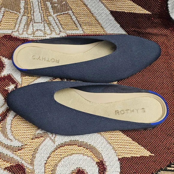 Rothy's Almond Toe Demi Flats Mules Navy Women's Size 7 Shoes Loafers Rothys - Picture 6 of 13